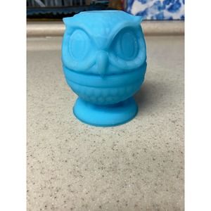 Blue Satin glass Fenton Owl Fairy Lamp tea light Candle burner decoration